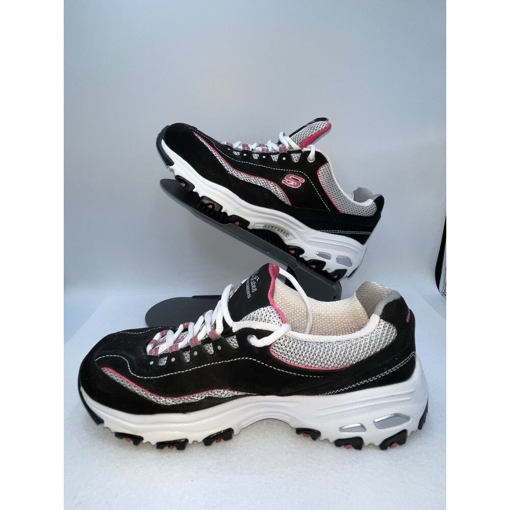 Skechers D’lites Women's Size 9 Memory Black & Pink Suede Sneakers Y2K - Picture 4 of 11